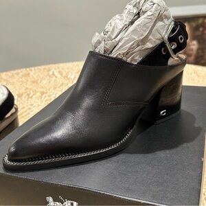 💕Coach Payson Black Leather Booties Sling Back Sz 9 💕 SO BEAUTIFUL! 👢💝